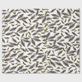 Papel De Presente White Holiday Winter Pinecones Wrapping Paper