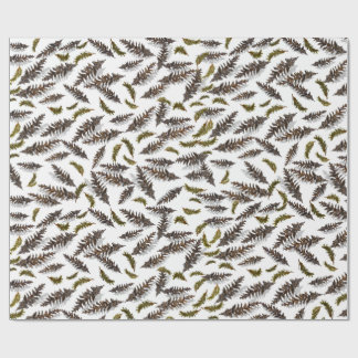 Papel De Presente White Holiday Winter Pinecones Wrapping Paper