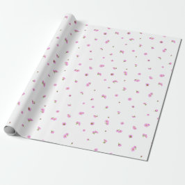 Papel De Presente White Japanese Pink Cosmos Floral Pattern