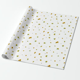 Papel De Presente White Japanese Sunflower Floral Pattern