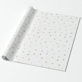 Papel De Presente White Japanese White Cosmos Floral Pattern