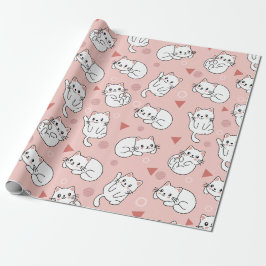 Papel De Presente White Kitten Seamless Design
