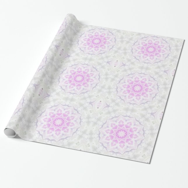 Papel De Presente White Lacy Kaleidoscope Heart Paper (Desenrolado)
