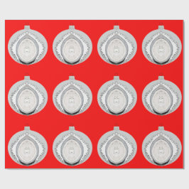 Papel De Presente White Ornament on Red Wrappaper