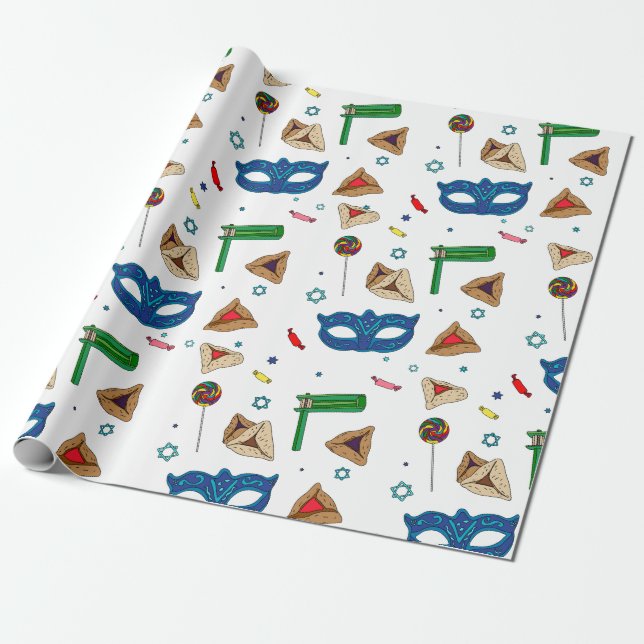 Papel De Presente White Purim Wraping Paper (Desenrolado)