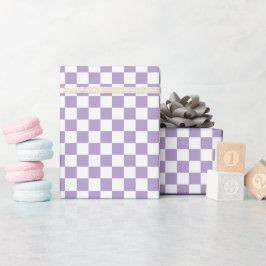 Papel De Presente White & Purple Checkerboard Wrapping Paper Roll