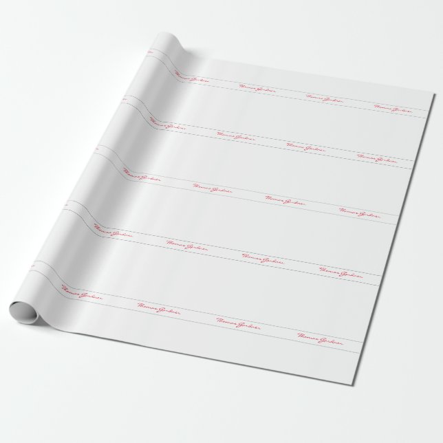 Papel De Presente White Red Trendy Palavra-Mão Comum Criativa Modern (Desenrolado)