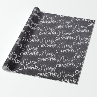 Papel De Presente White Script de Quadro Negro Feliz Natal