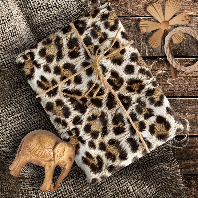 Papel De Presente White Snow Leopard Print Safari Party ID1157 (Criador carregado)