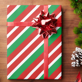 Papel De Presente White Verde Vermelho de Natal com Greve de Doces