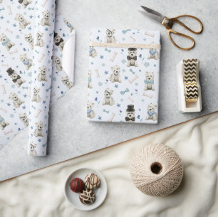 Papel De Presente White Westis com Acessórios Whimsical