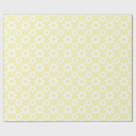 Papel De Presente White Yellow Daisy Pattern 
