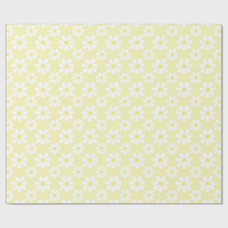 Papel De Presente White Yellow Daisy Pattern 