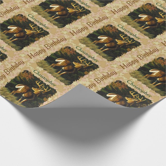 Papel De Presente Whitetail Buck Autumn Leaves (Ponta)