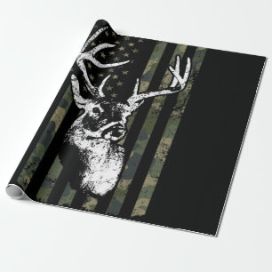 Papel De Presente Whitetail Buck Deer Hunting EUA Camouflage Améric