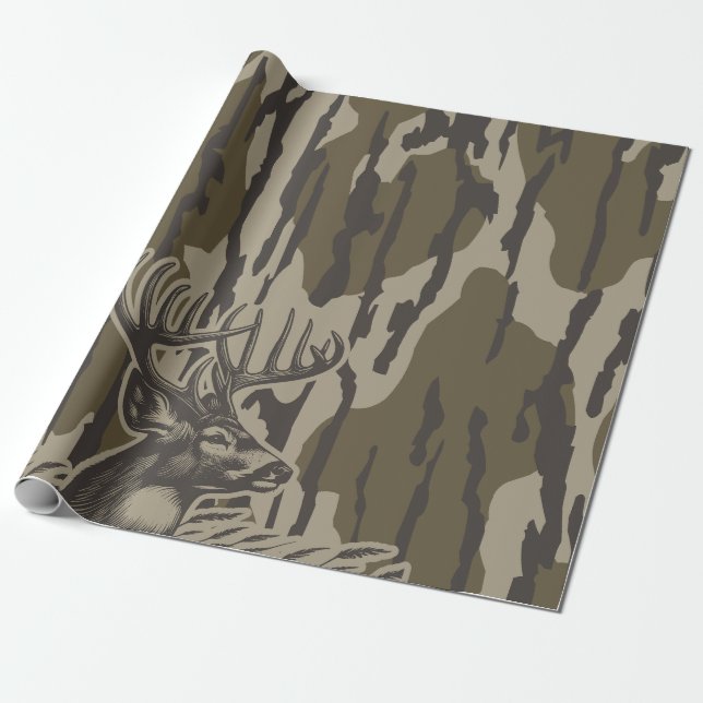 Papel De Presente Whitetail Deer Bottomland Camo Deer Hunting Camo (Desenrolado)