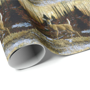 Papel De Presente Whitetail Deer Doe na Floresta