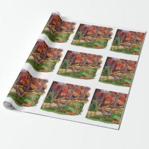 Papel De Presente Whitetail Deer no Woods / Fall Season Collage