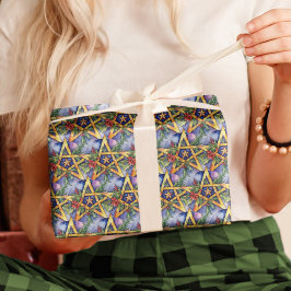 Papel De Presente Wiccan Winter Solstice Yule Holly Pentacle