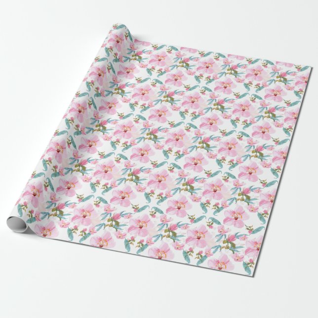 Papel De Presente Wild cherry blossom blooming garden (Desenrolado)
