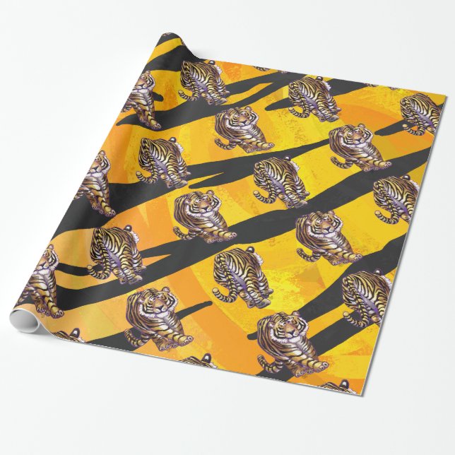 Papel De Presente Wild Me Tiger Orange and Black (Desenrolado)