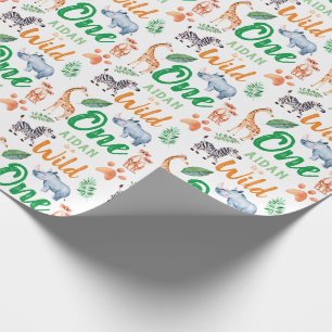 Papel De Presente Wild One Safari Coisas Selvagens do primeiro anive