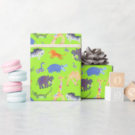 Papel De Presente Wild Safari sobre o Livro Verde do Lizard