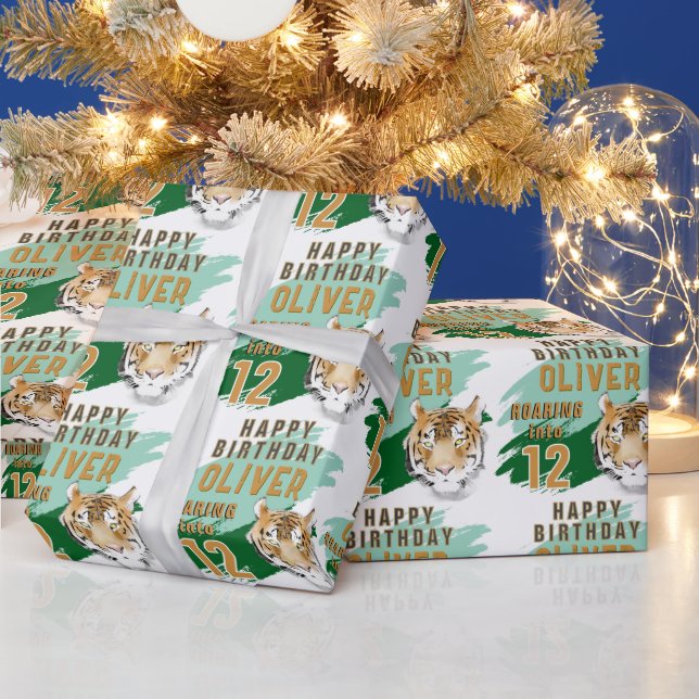 Papel De Presente Wild Tiger Head Watercolor Birthday  (Feriados)