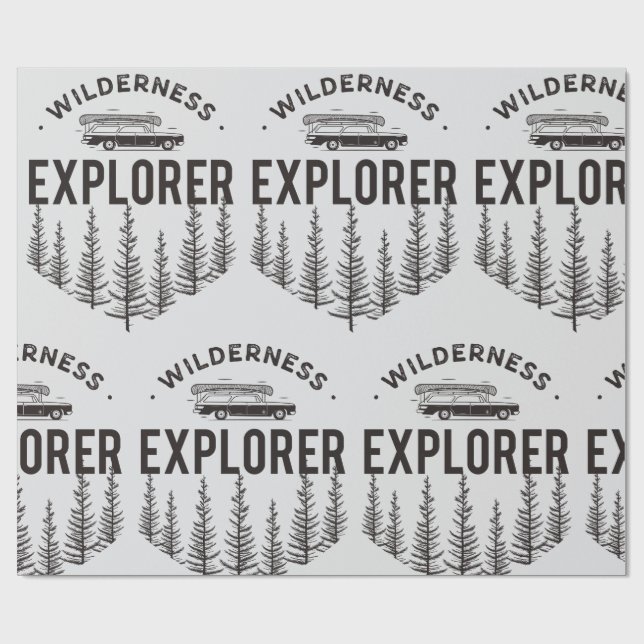 Papel De Presente Wilderness Explorer Station Wagon Canoe Trees (Aberto)