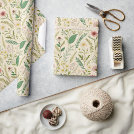 Papel De Presente Wildflower Meadow Hand-Drawn Botanical Art