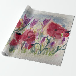 Papel De Presente Wildflowers with poppies 