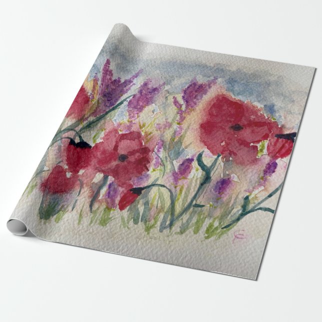 Papel De Presente Wildflowers with poppies  (Desenrolado)