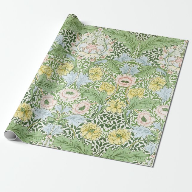 Papel De Presente Willam Morris Myrtle Garden Floral Classic (Desenrolado)