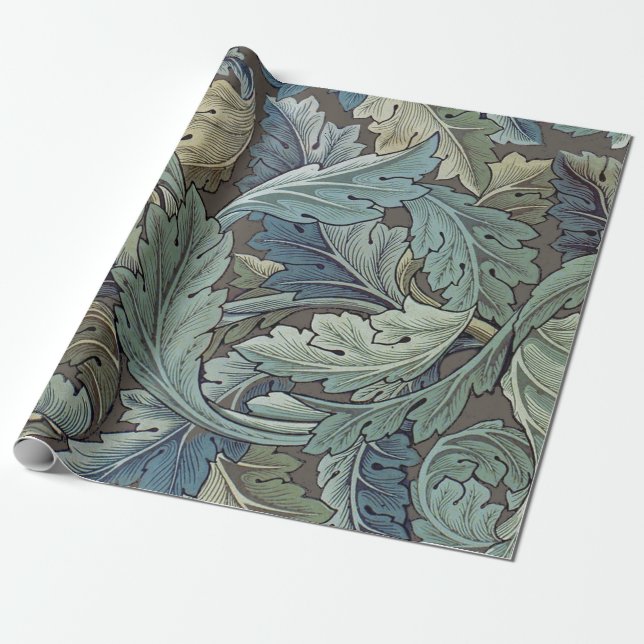 Papel De Presente William Morris Acanthus Sage Flor de Floral Botâni (Desenrolado)