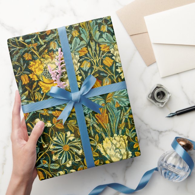 Papel De Presente William Morris Antique Honeysuckle Padrão Floral (Presentear)