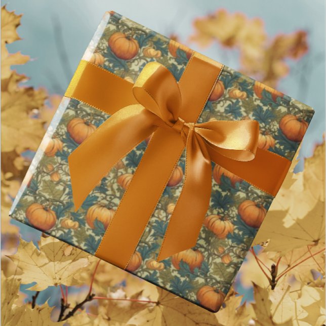 Papel De Presente William Morris Autumn Pumpkin Patch (William Morris Pumpkin gift wrap supplies come in hand for autumn birthdays and hostess gifts!)