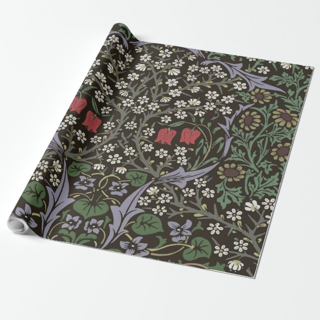 Papel De Presente William Morris Blackthorn Tapeçaria Floral (Desenrolado)
