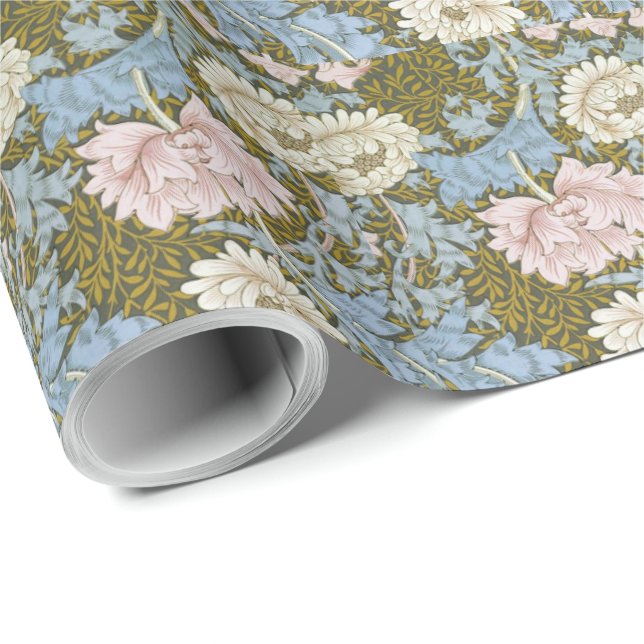 Papel De Presente William Morris Chrysanthemum Floral Pattern Folia (Ponta do rolo)