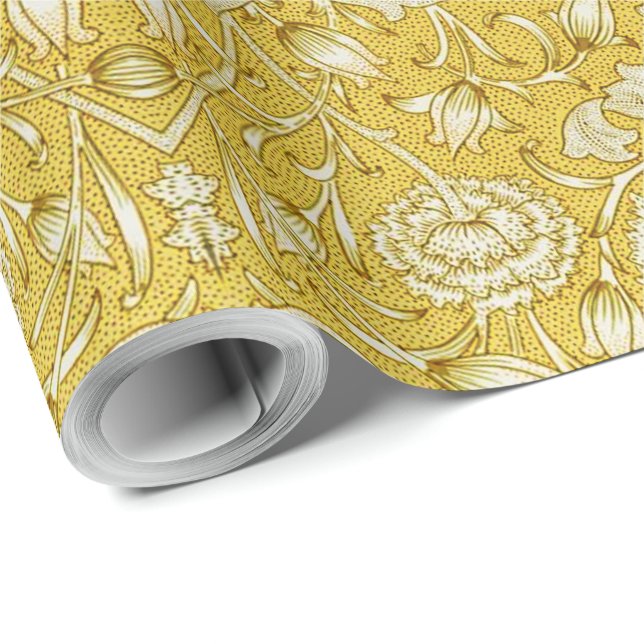 Papel De Presente William Morris Chrysanthemum Floral Pattern Foliag (Ponta do rolo)