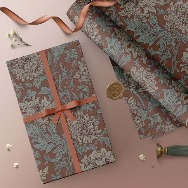 Papel De Presente William Morris Chrysanthemum Pattern Wrapping Pape (Criador carregado)