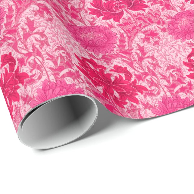 Papel De Presente William Morris Chrysanthemums, Fuchsia Pink (Ponta do rolo)