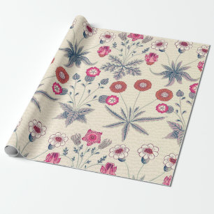 Papel De Presente William Morris Daisy Padrão Floral Vermelho Laran