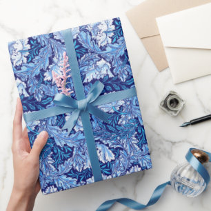Papel De Presente William Morris Floral, Cobalt Azul e Branco