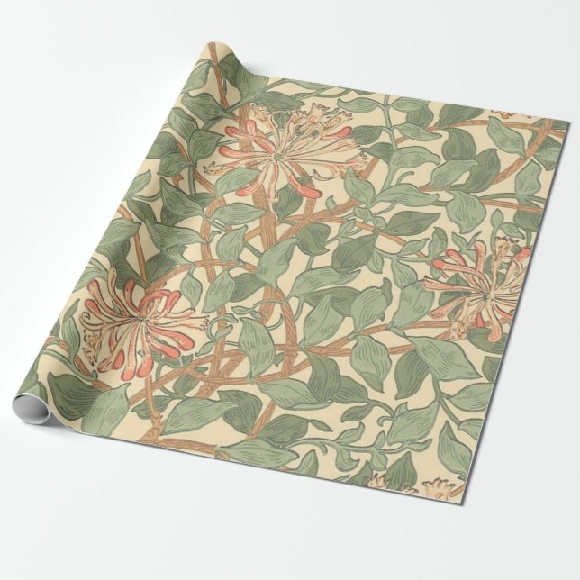 Papel De Presente William Morris Honeysuckle (Desenrolado)