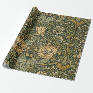 Papel De Presente William Morris Honeysuckle Green Floral
