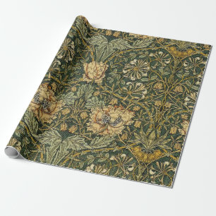 Papel De Presente William Morris Honeysuckle Verde Amarelo