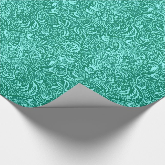 Papel De Presente William Morris Indian, Turquoise e Light Aqua (Ponta)