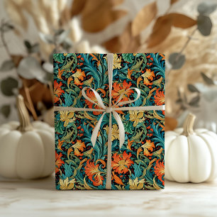 Papel De Presente William Morris inspirou terracotta pastel azul