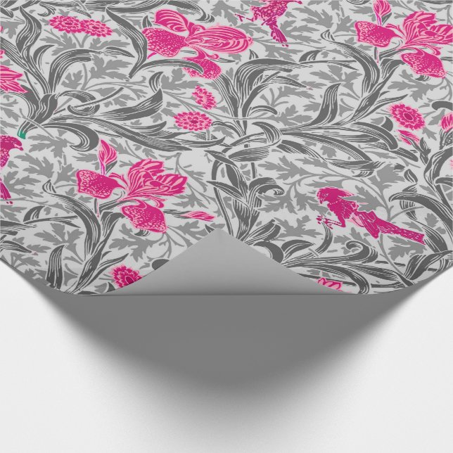 Papel De Presente William Morris Irises, Cinzas/Cinzas rosa e pratea (Ponta)