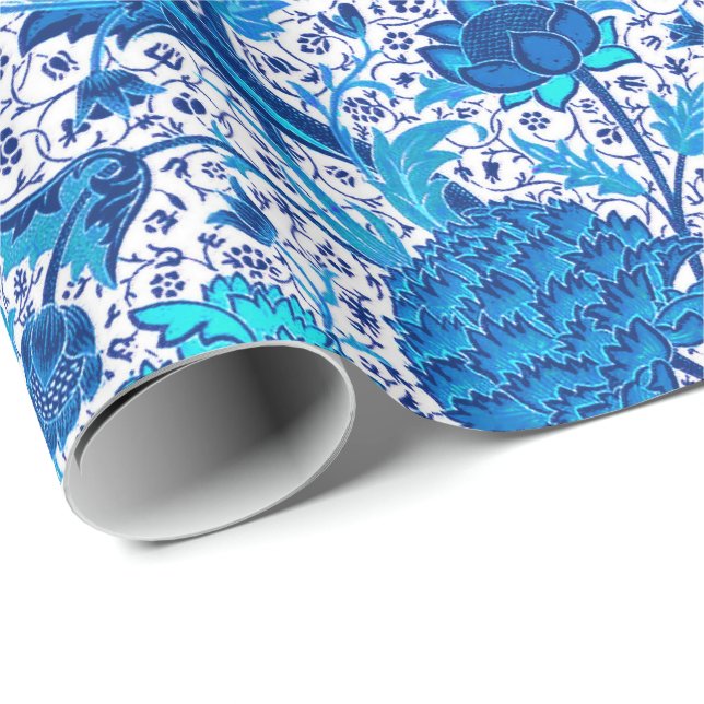 Papel De Presente William Morris Jacobean Floral, Cobalt Blue (Ponta do rolo)